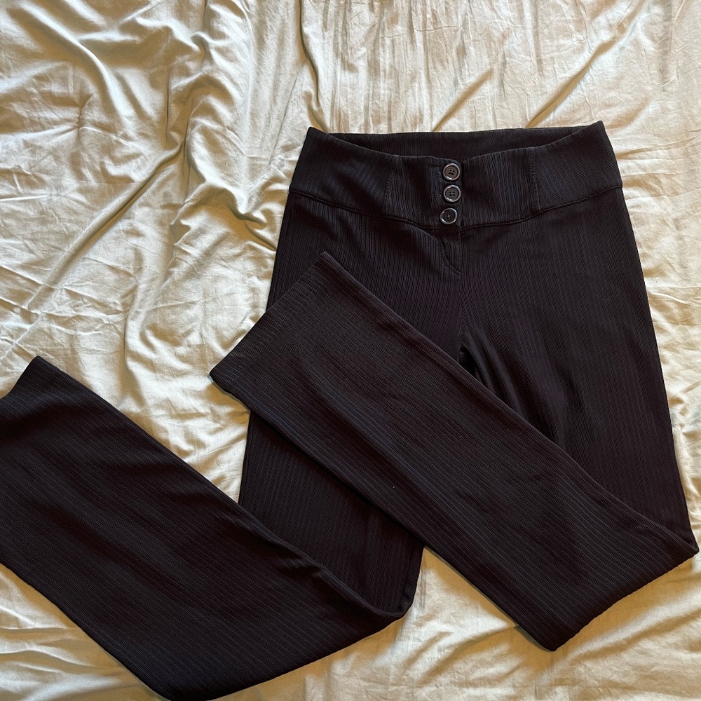 Women's Small Soft Flared Ribbed Black Pants